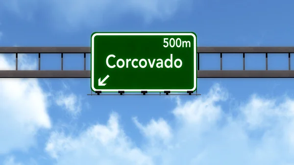 Corcovado Brazil Highway Vägmärke — Stockfoto