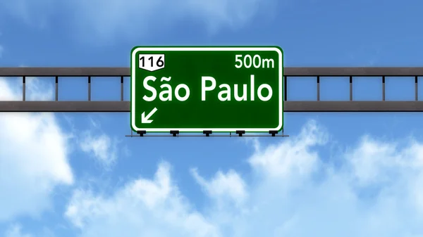 Sao Paulo-Brazilië Highway verkeersbord — Stockfoto