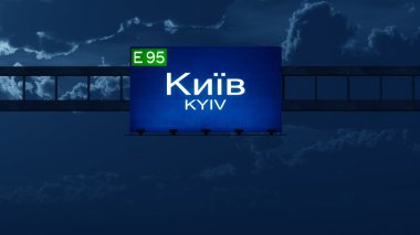 Kiev Kiev Ukrayna karayolu yol işaret geceleri