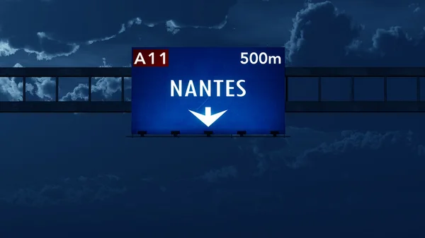 Nantes Frankrijk Highway Road Sign — Stockfoto