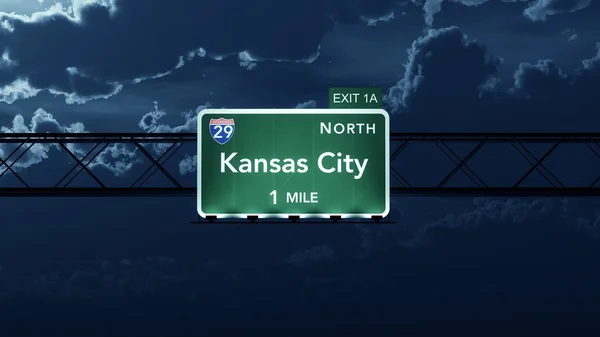 Señal de carretera interestatal de Kansas City USA — Foto de Stock