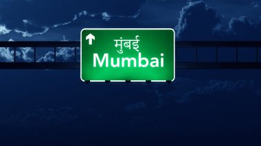 Mumbai Hindistan Otoban yol işaret geceleri