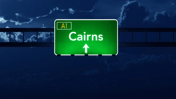 Cairns Australia Highway Road Sign at Night — Stock Photo, Image