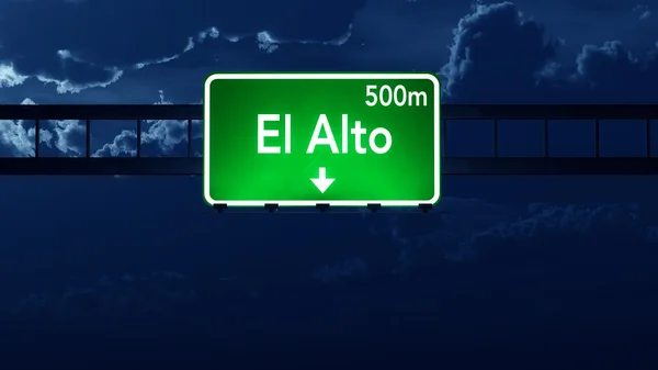 El Alto Bolivia Highway Road Sign at Night — Stock Photo, Image