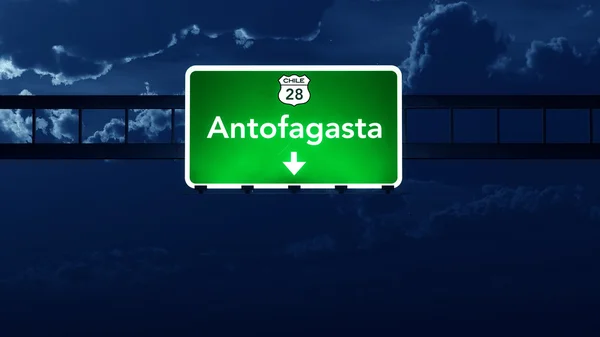Antofagasta Chile Highway Sign at Night — Fotografia de Stock