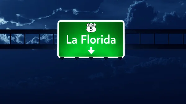 La Florida Chile Highway Road Sign at Night — Stock Photo, Image