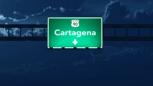 Cartagena Colombia Highway Road Sign at Night — Stock Photo, Image
