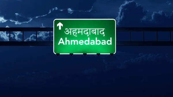 Ahmedabad India Highway Road Sign at Night — Stock Photo, Image