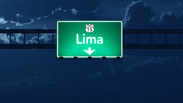 Lima Peru Highway Road Sign at Night — Stockfoto