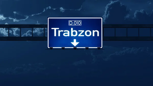 Trabzon Turkey Highway Road Sign at Night — Stock Photo, Image