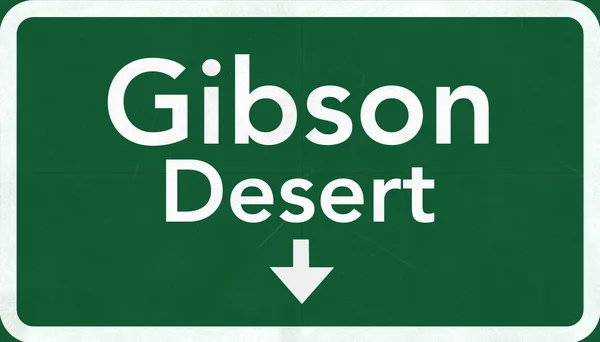 Sinal de estrada do deserto de Gibson — Fotografia de Stock
