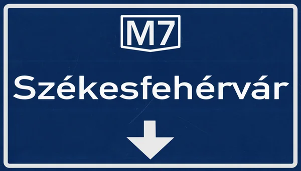 Znak drogowy Szekesfehervar — Zdjęcie stockowe