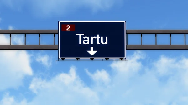 Tartu estonia autobahnschild — Stockfoto