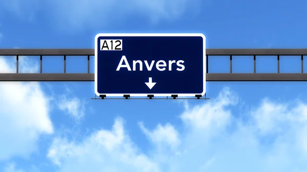 Znak drogowy autostrady Belgia Amberes — Zdjęcie stockowe