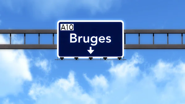 Bruges Belgio Highway Road Sign — Foto Stock