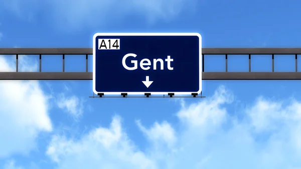 Gent Belgium Highway Road Sign — Stock Photo, Image