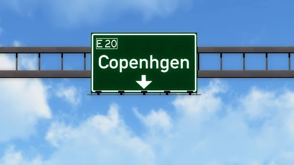 Copenhagen, Dánia-autópálya útjelzési — Stock Fotó