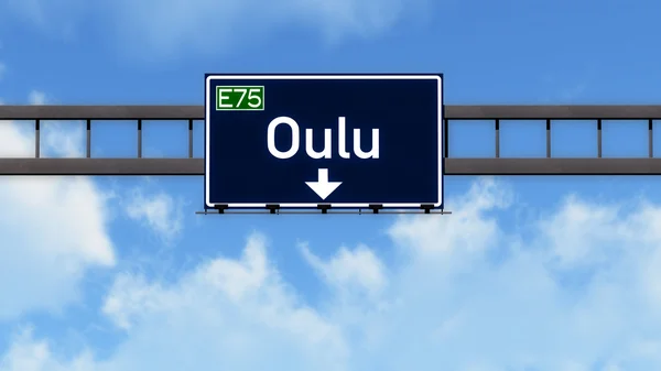 Oulu Finlandia Highway Road Sign — Foto Stock
