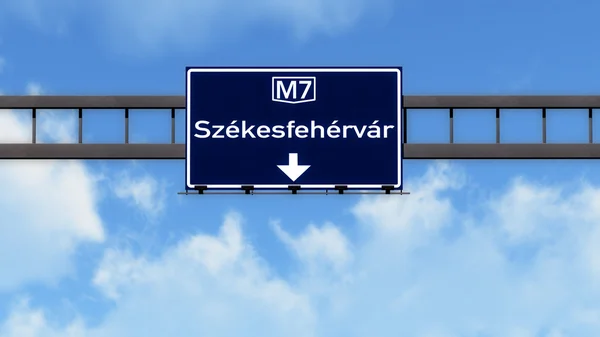 Székesfehérvár Ungern Highway Vägmärke — Stockfoto