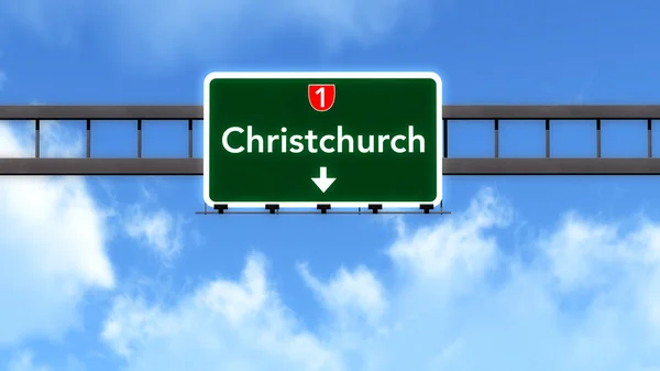 Christchurch new zealand autobahnschild — Stockfoto