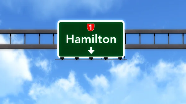 Hamilton Nieuw-Zeeland Highway Road Sign — Stockfoto