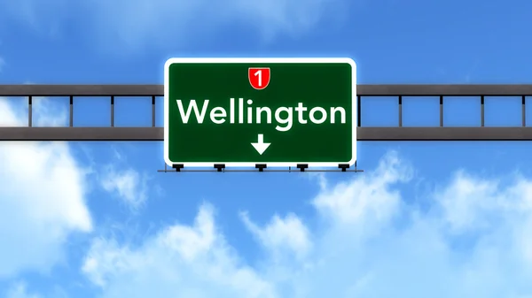 Wellington Nieuw-Zeeland Highway Road Sign — Stockfoto