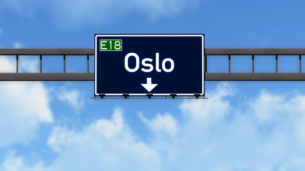 Oslo Norvegia Highway Road Sign — Foto Stock