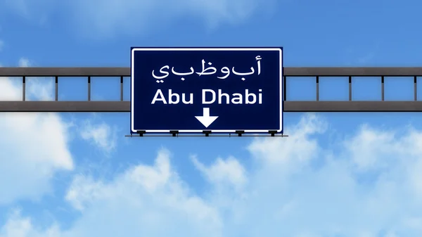 Abu Dhabi, Uae Highway Road Sign — Stockfoto