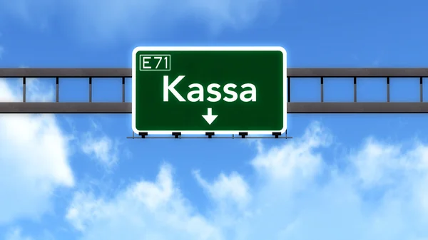 Znak drogowy autostrady Słowacji Kassa — Zdjęcie stockowe