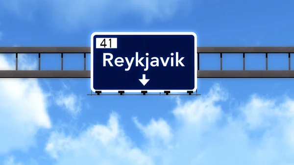 Reykjavik İzlanda Otoban yol işareti — Stok fotoğraf