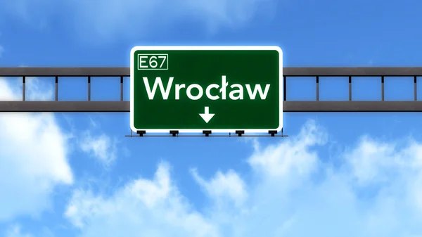 Wroclaw Poland Highway Road Sign — Stock Photo, Image