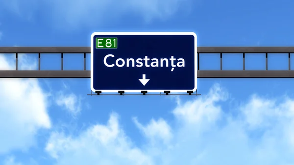Constanta Roemenië Highway Road Sign — Stockfoto