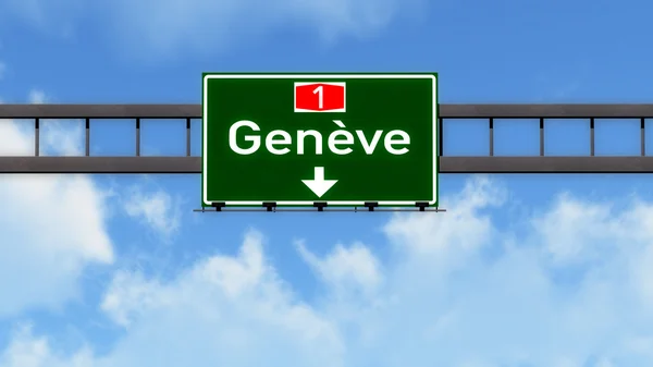 Signo de carretera de Ginebra Suiza — Foto de Stock