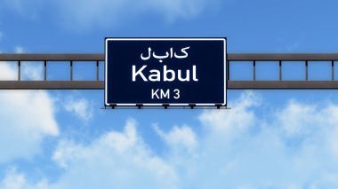 Kabil'de Afganistan Karayolu yol işareti
