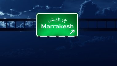 Marrakesh Fas Otoban yol işaret geceleri
