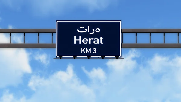 Herat Afghanistan Highway Road Sign — Stock Photo, Image