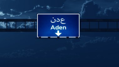 Aden Yemen Otoban yol işaret geceleri