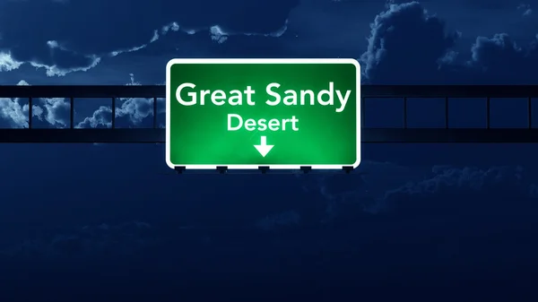 Great Sandy Desert Australia Desert Highway Road Sign at Night — Stock Photo, Image