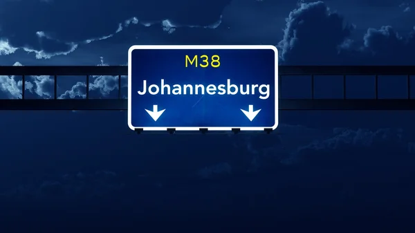 Johannesburg South Africa Highway Road Sign at Night — Stock Photo, Image