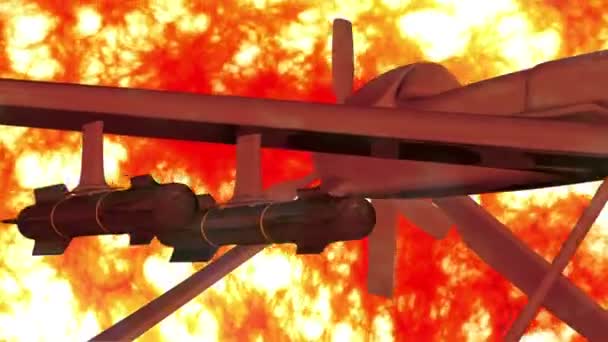 Drone tipo centinela en tormenta de fuego — Vídeos de Stock