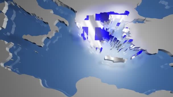 Grecia con bandera en el mapa mundial — Vídeo de stock