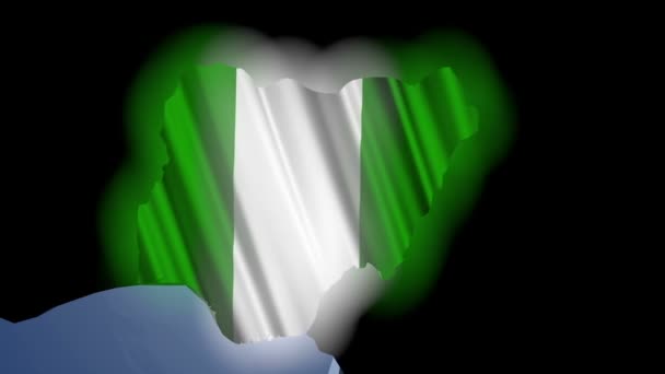 Nigerii z flagą na mapie świata — Wideo stockowe