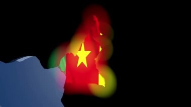 Kamerun dünya haritası üzerinde bayrak ile