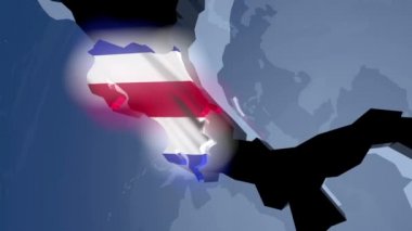 Kosta Rika dünya haritası üzerinde bayrak ile