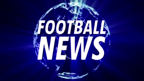 Shining 3D Globe with Football News sign — Stock Video