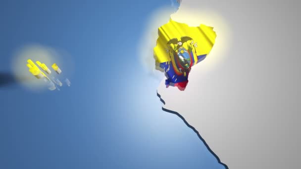 Ecuador con bandera en el mapa mundial — Vídeos de Stock