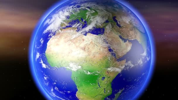 Zoom der Erde auf den Globus nach Europa — Stockvideo