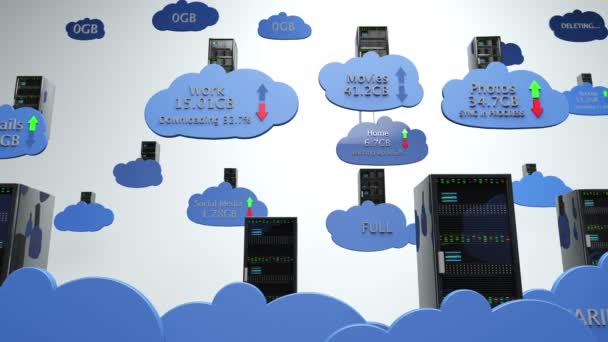 Cloud servrar computing kreativa koncept — Stockvideo