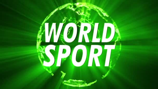 Brillante globo 3D con World Sport segno — Video Stock