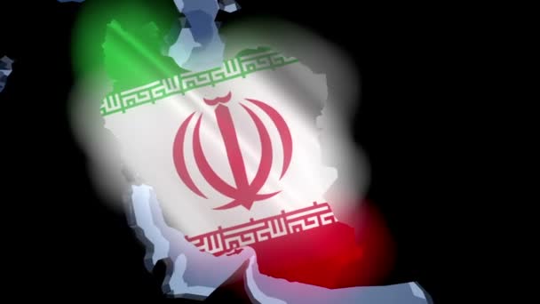 Irán con bandera en el mapa del mundo — Vídeos de Stock